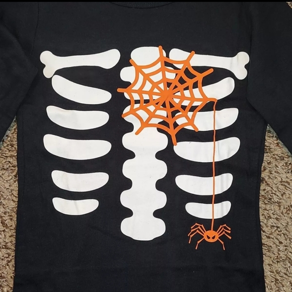 Boy's Glow in the Dark 2 pc Black PJ Pajama Set Skeleton Bone Spider Halloween - Picture 6 of 13